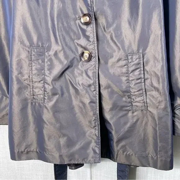 Weatherproof Gray Iridescent Trench Belted Raincoat Jacket Size M - Picture 3 of 13